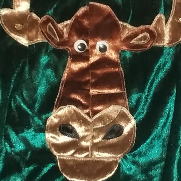 NWT Green Velvet Reindeer Boxers with Antlers L - Picture 3 of 3